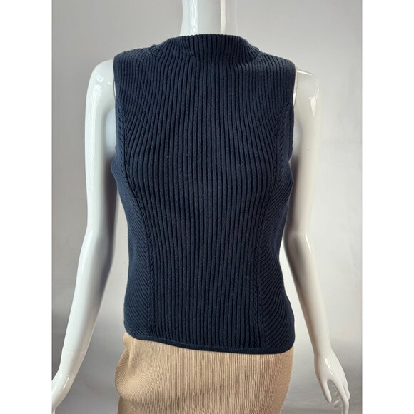Tommy Hilfiger Navy Blue Sleeveless Ribbed Knit Cotton Top Size SP - Picture 1 of 16